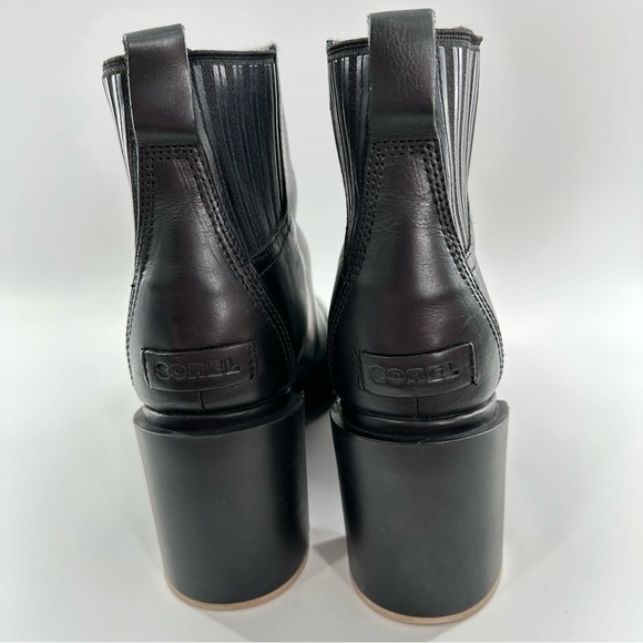 Sorel Margo Chelsea ankle booties size 10.5 41.5 black leather chunky boots - Picture 5 of 15